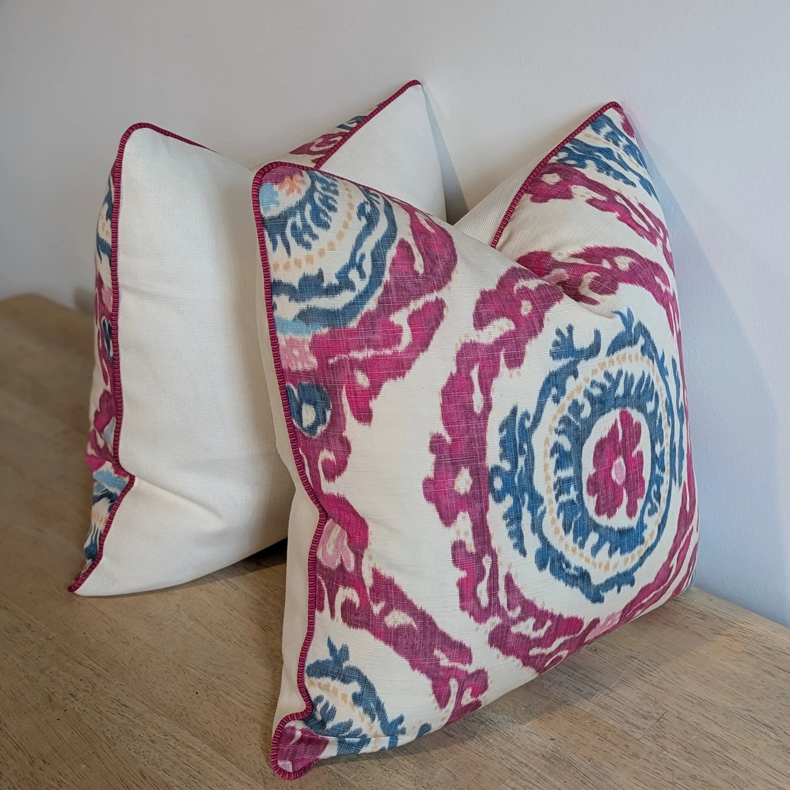 Brunschwig & Fils Kaitag Pink Warp Print Pillows - Set of 2 - 5