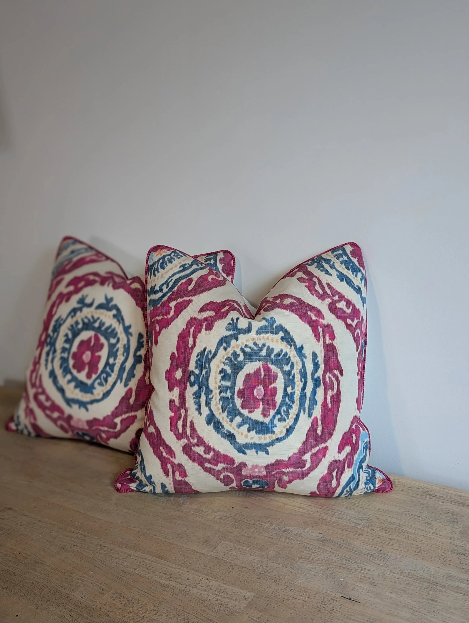 Brunschwig & Fils Kaitag Pink Warp Print Pillows - Set of 2 - 6
