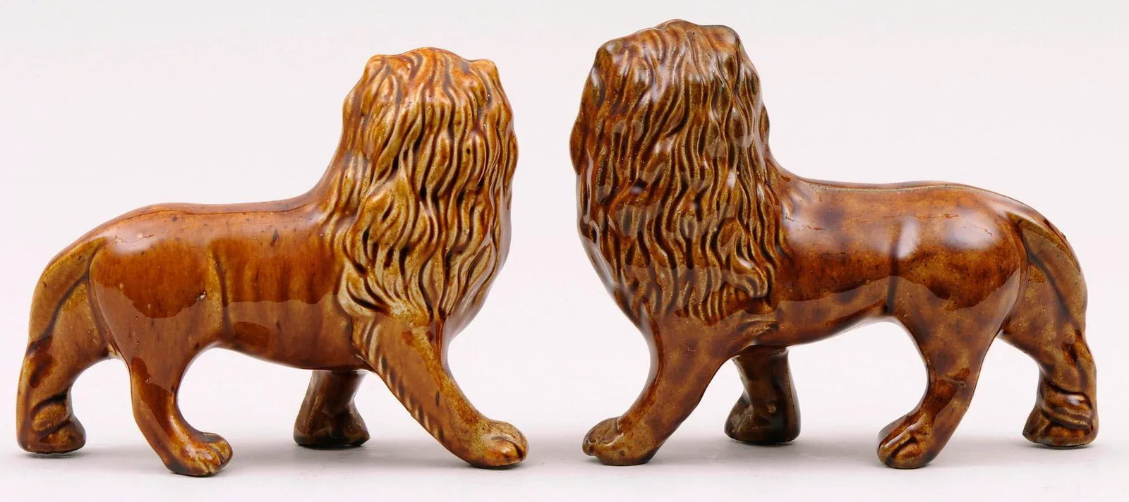 Staffordshire Treacle Lions - a Pair - 3