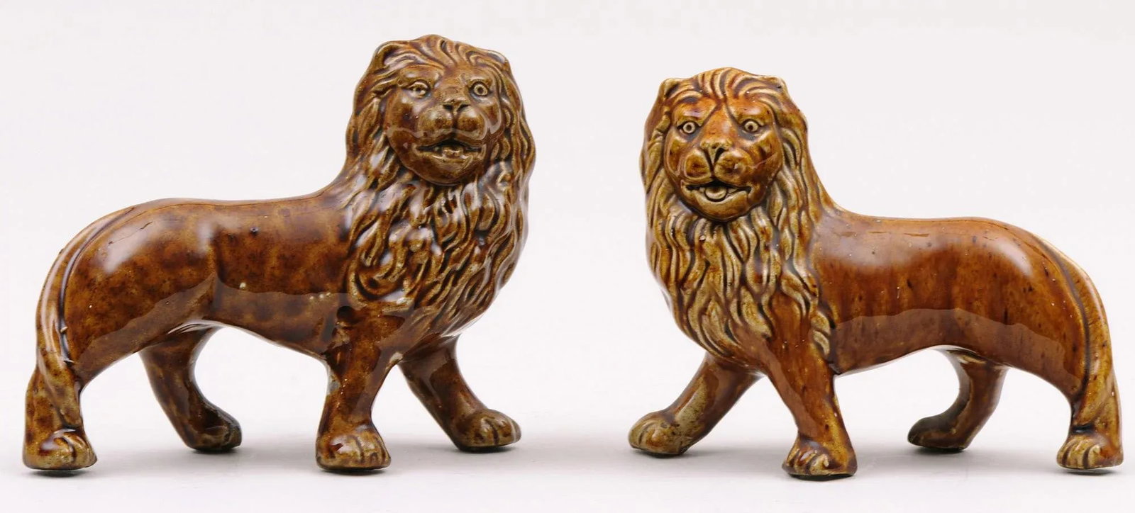 Staffordshire Treacle Lions - a Pair - 4