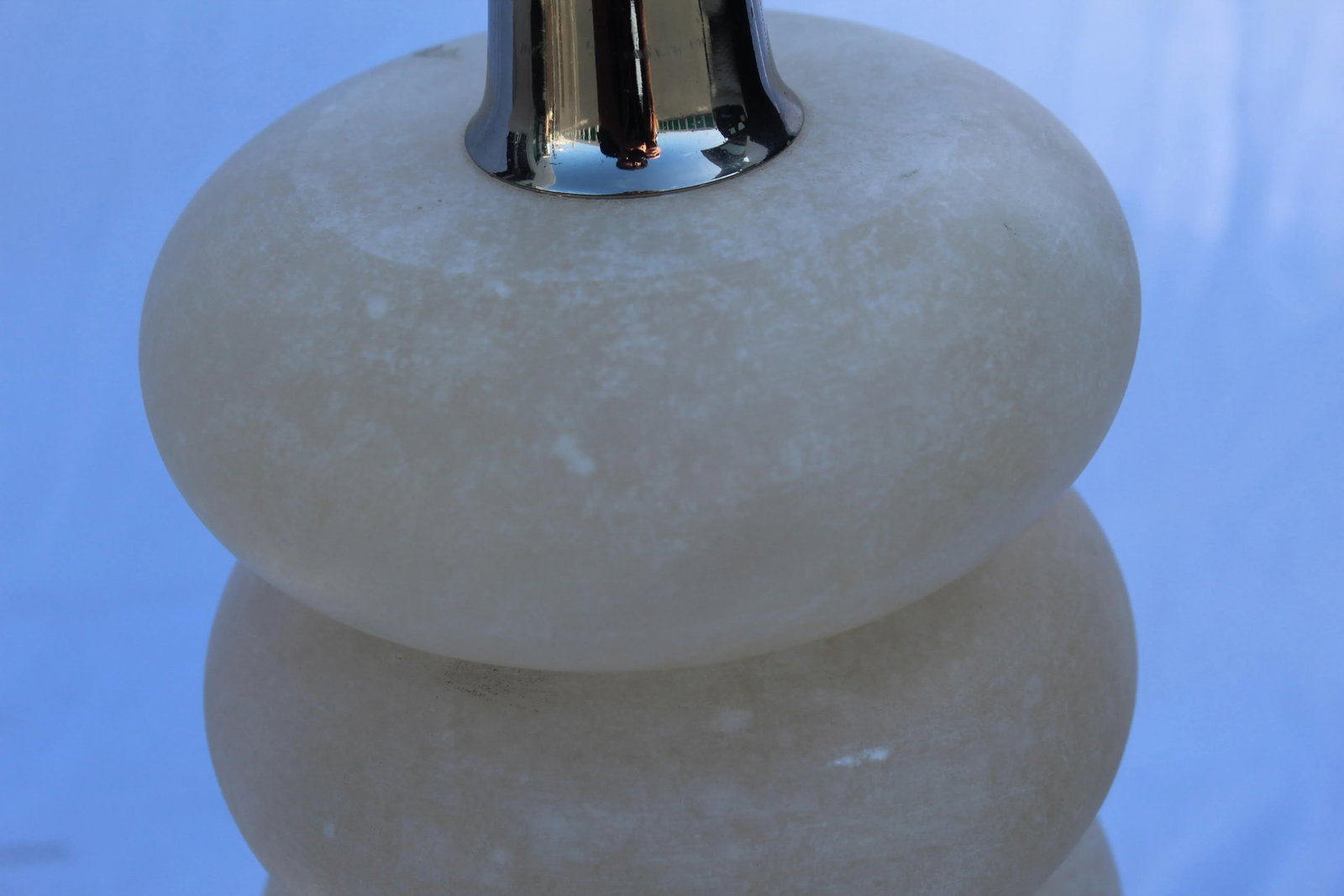 Deco Alabaster Polished Nickel Lamps - a Pair - 5