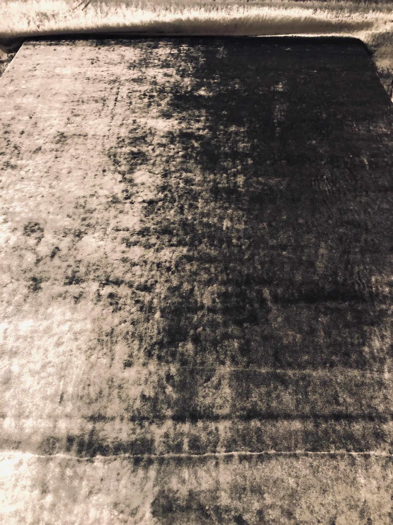 Romo "Musa" Zinc Designer Crushed Velvet Grey Fabric - 4.5 Yards: Musa - Zinc is a classic crushed velvet with a super soft hand and luxuriously high pile. The color is mottled between black and a silvery neutral charcoal. The viscose construction makes for a