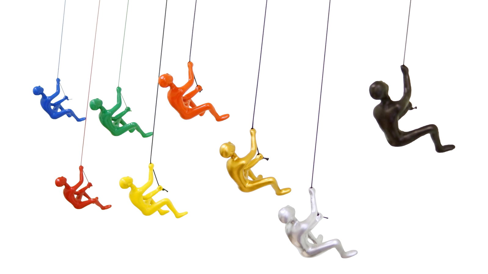 The Collection, Climbing Man Wall Art Home Decor: The Collection of Climbing Men is a beautiful addition to your wall decor! This 8 piece set includes Blue, Green, Red, Orange, Yellow, Silver, Gold and Chocolate-Black! Combined together and you have