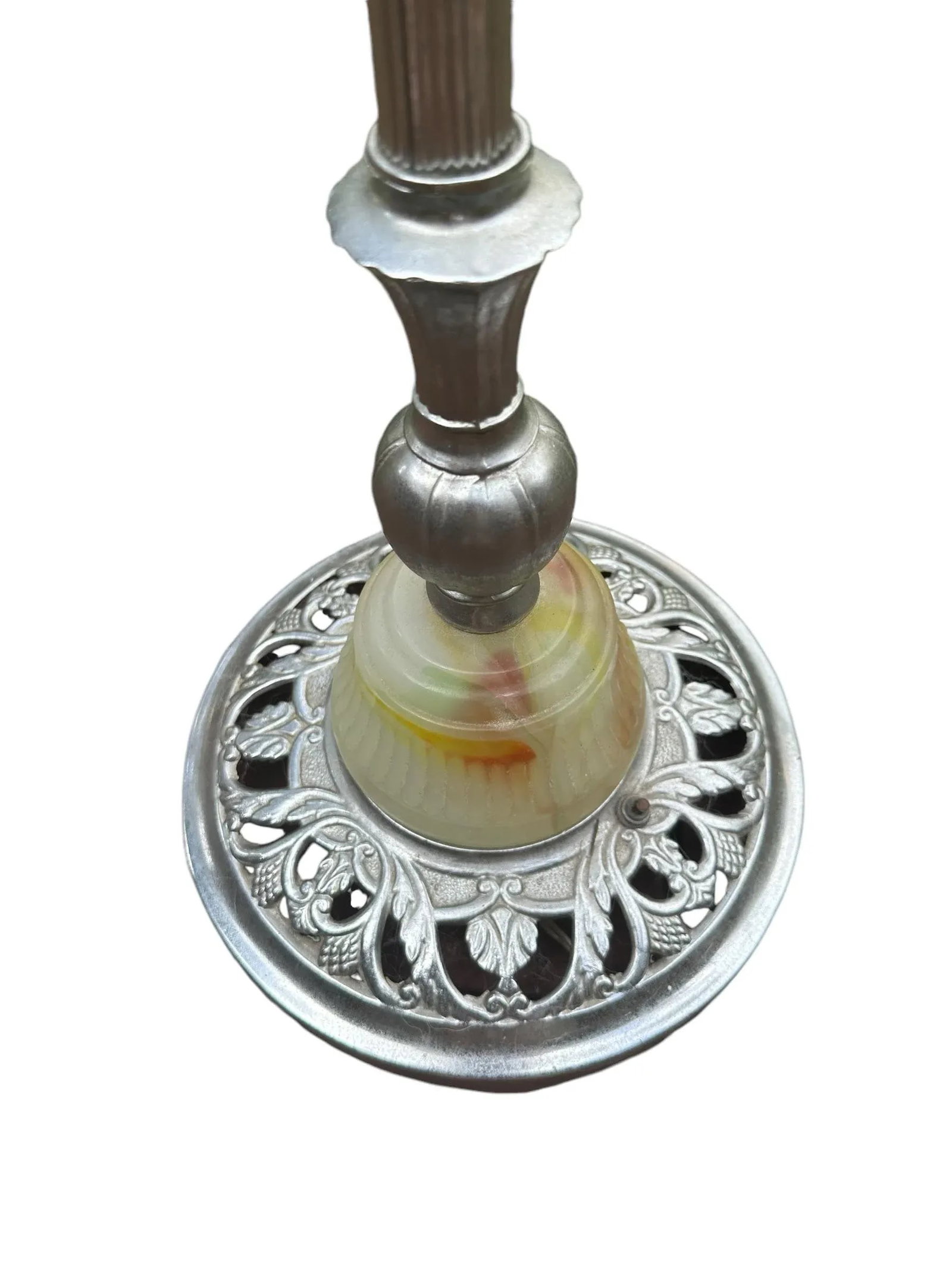 1930s French Mid-Century Modern Asian Torchiere Chrome With Marble and Metal Base - 3