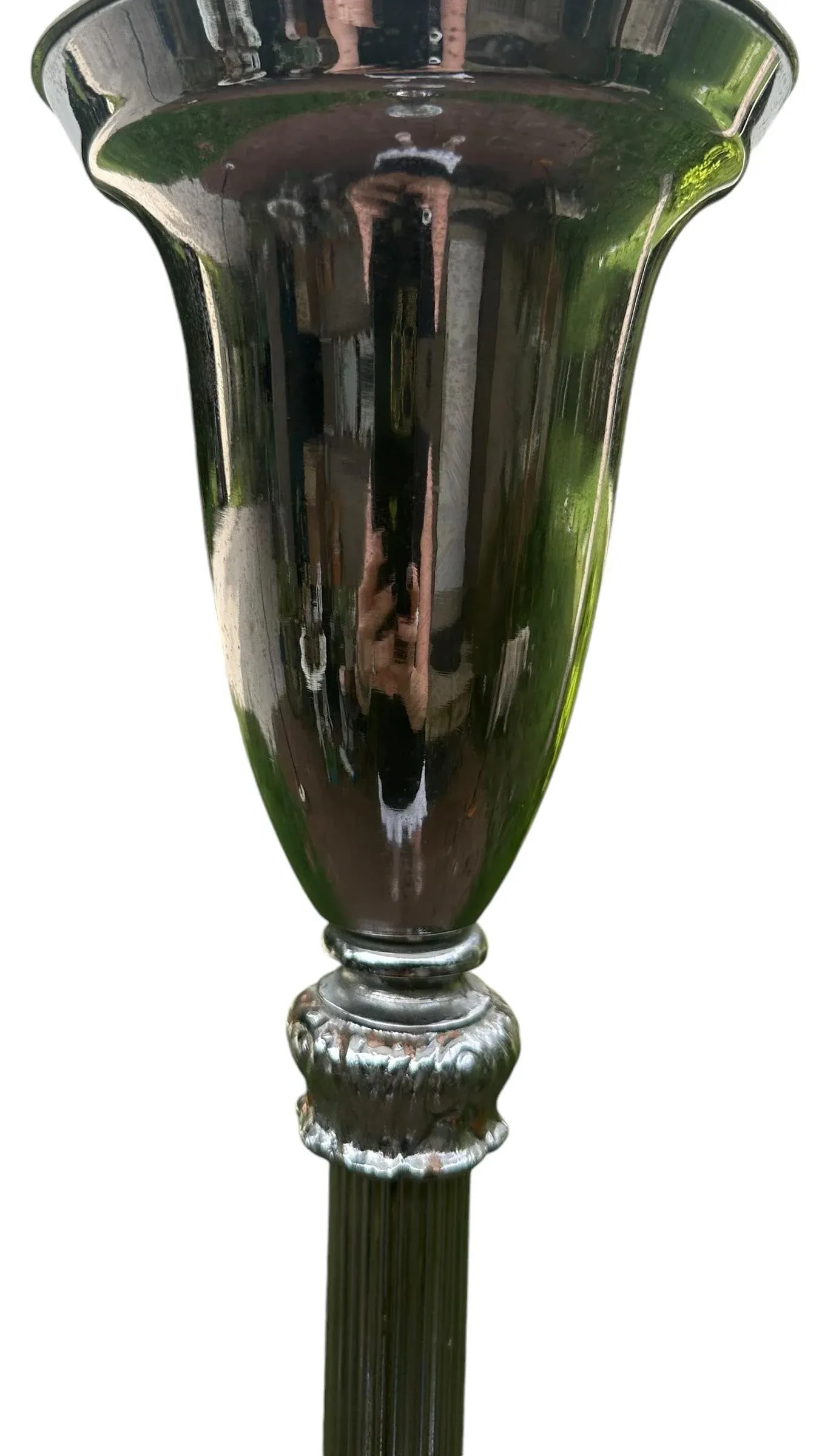 1930s French Mid-Century Modern Asian Torchiere Chrome With Marble and Metal Base - 9