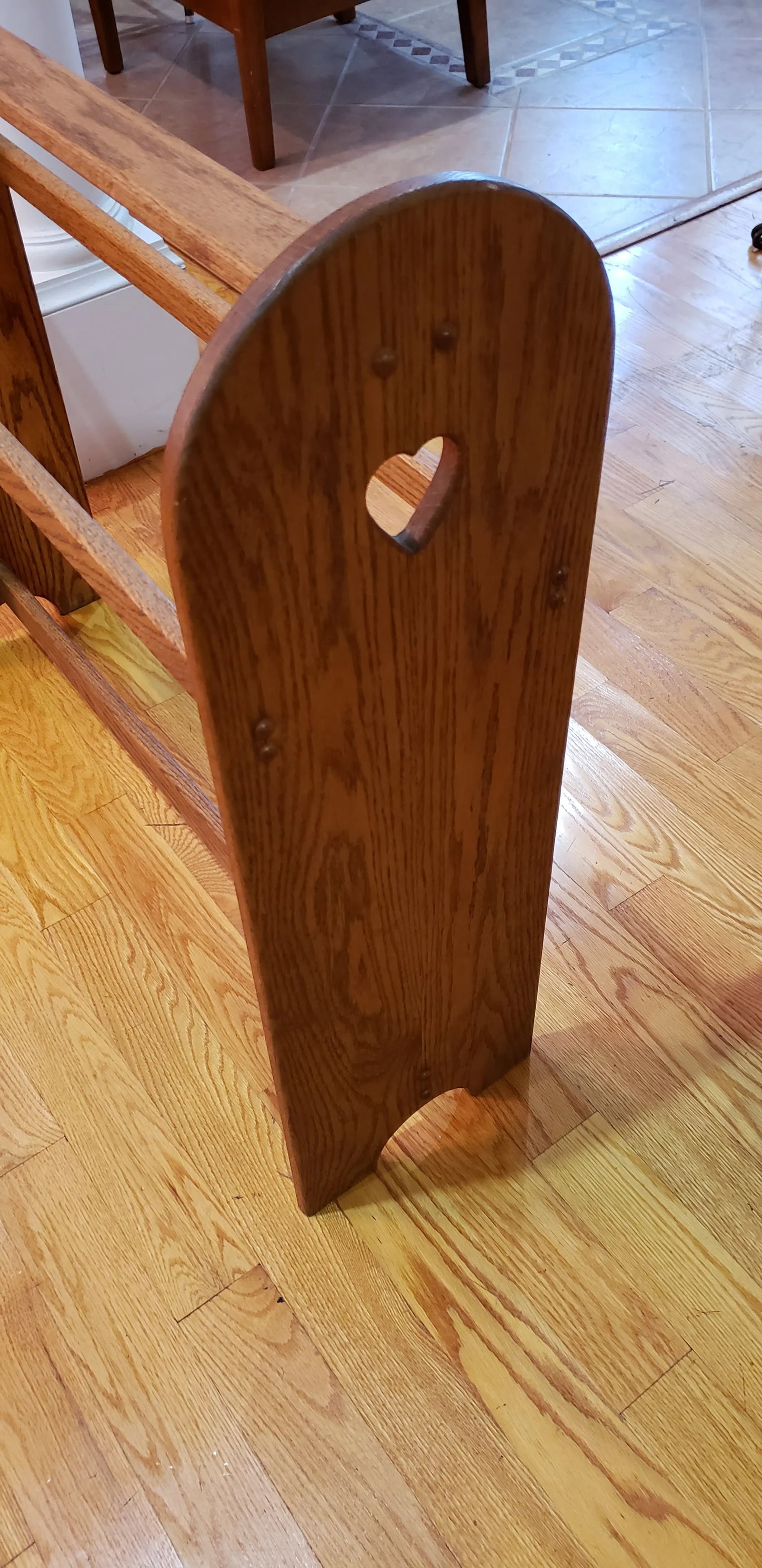 Vintage Farmhouse Country Oak Blanket Stand - 2