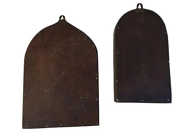 Brown & Blue Indian Archway Mirrors - A Pair - 4