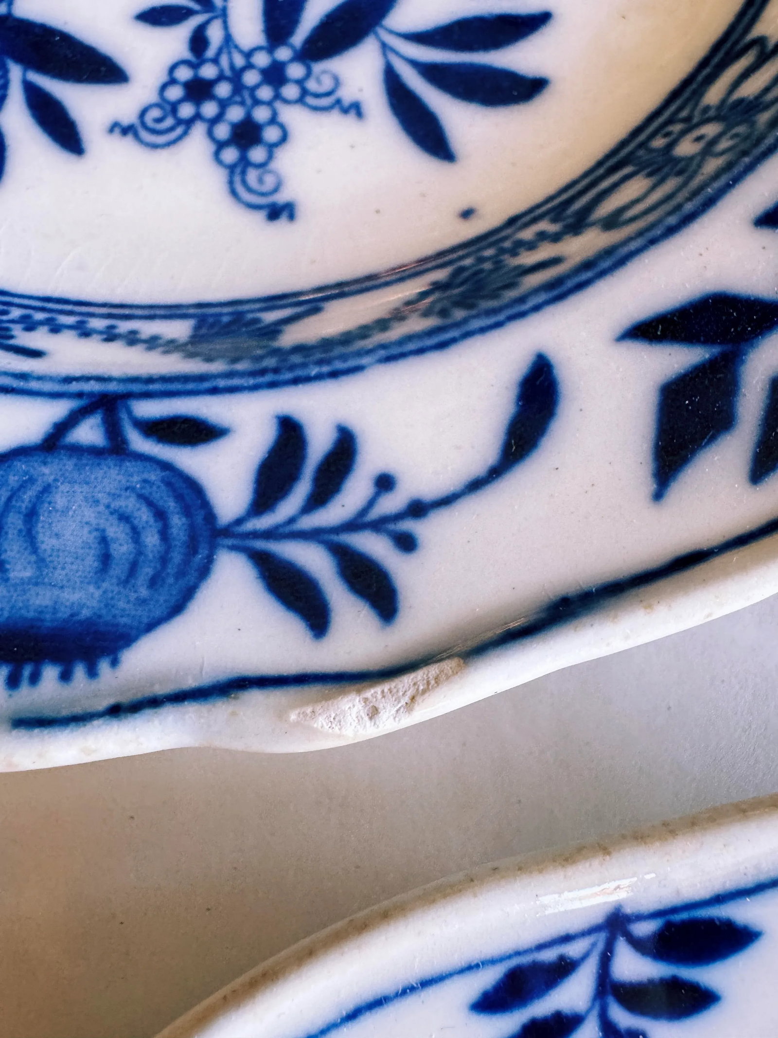 Antique Meissen England Blue Onion Plates- Set of 3 - 5