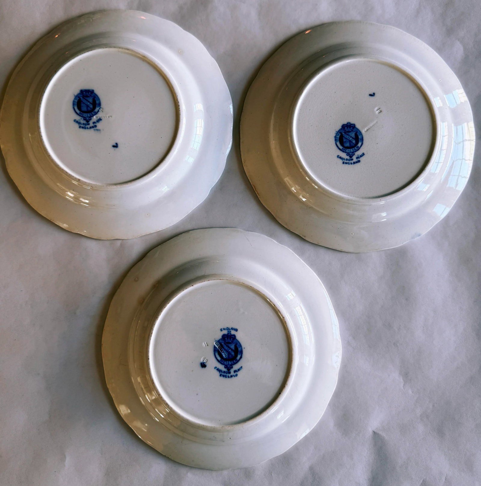 Antique Meissen England Blue Onion Plates- Set of 3 - 6