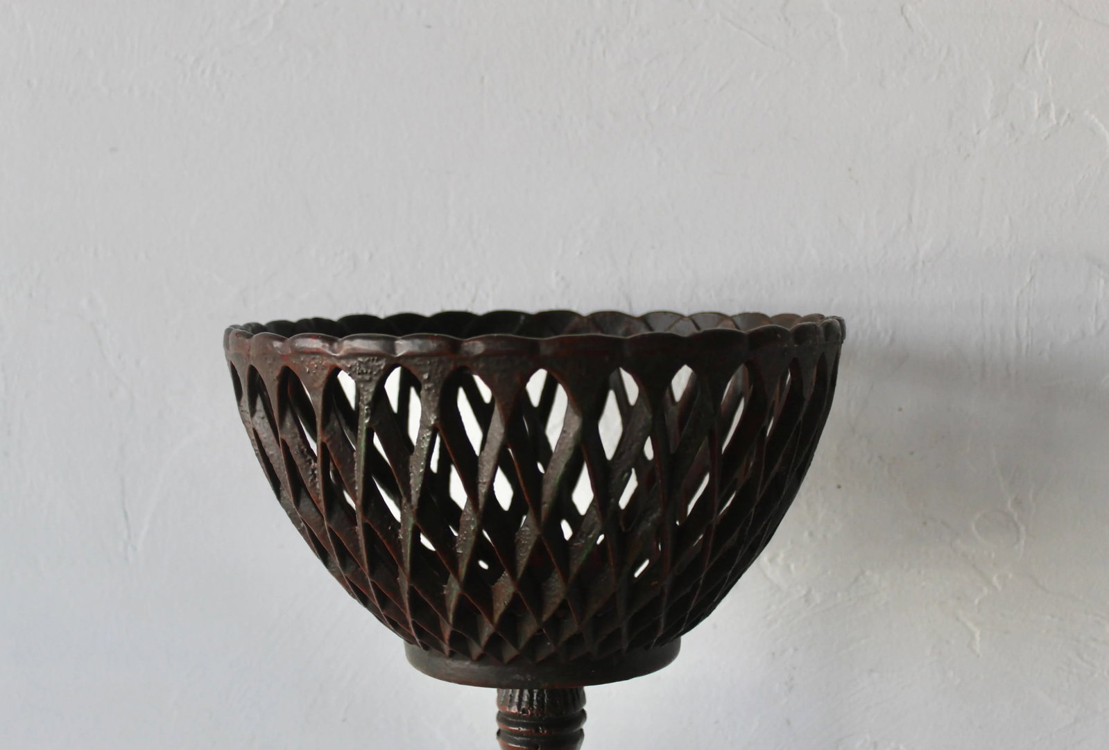 Vintage French Style Cast Iron Basket Pedestal Plant Stand - 2