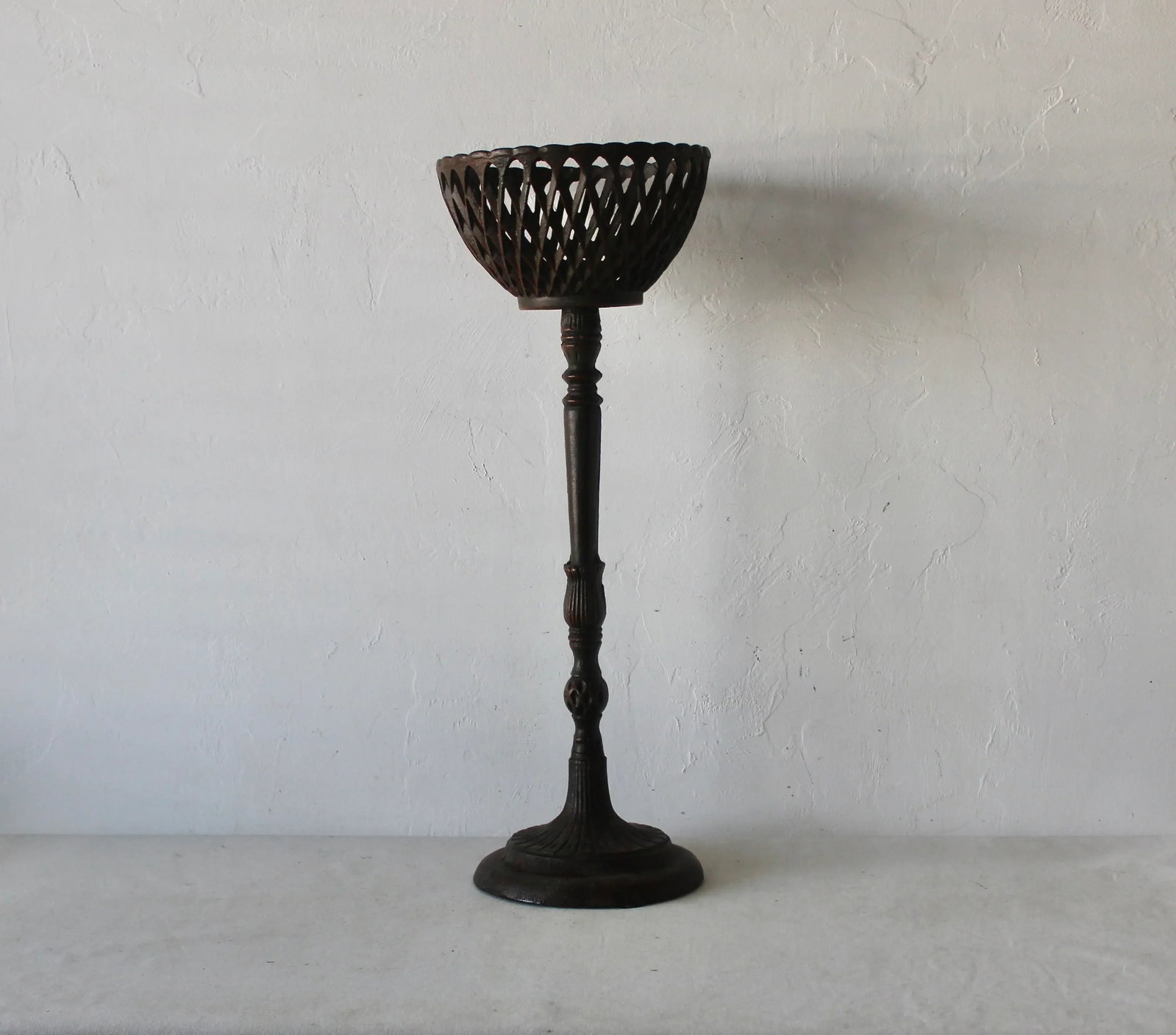 Vintage French Style Cast Iron Basket Pedestal Plant Stand - 7