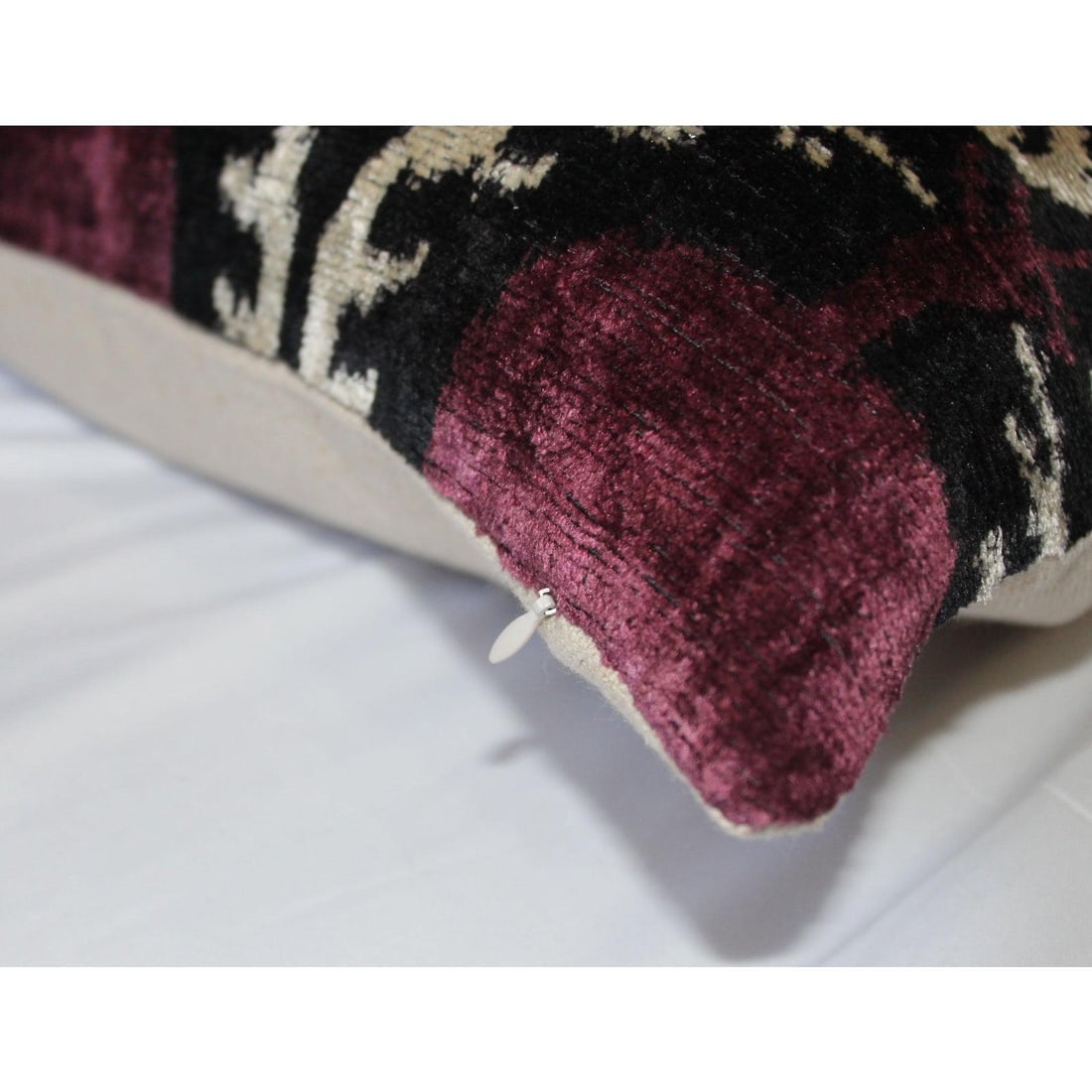 Contemporary Silk Velvet Ikat Pillow Cover - 2