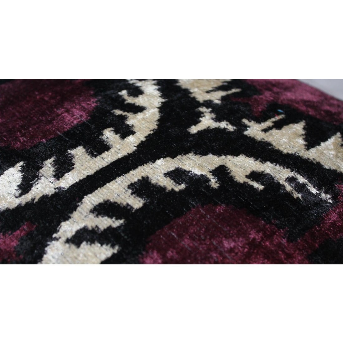 Contemporary Silk Velvet Ikat Pillow Cover - 3