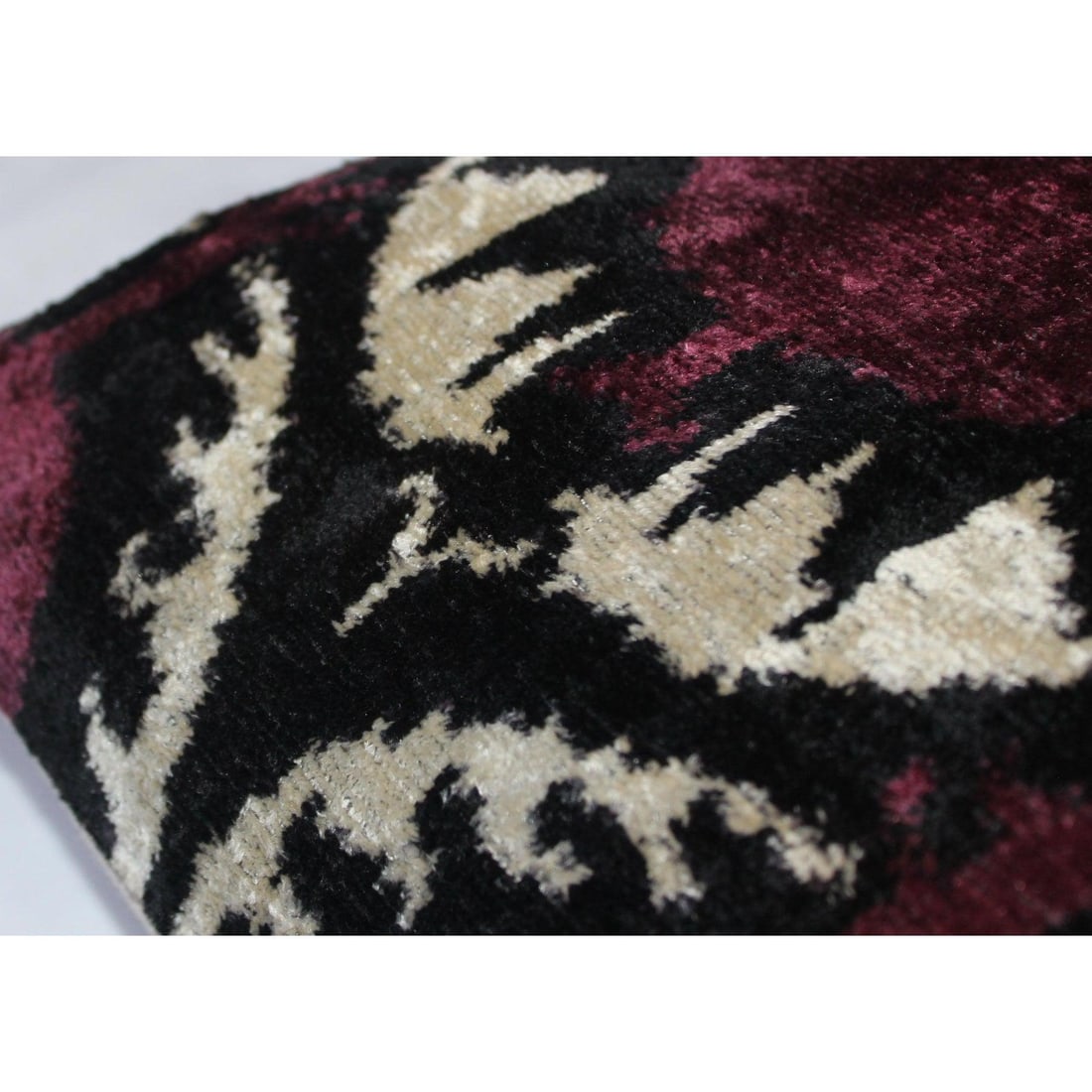 Contemporary Silk Velvet Ikat Pillow Cover - 4