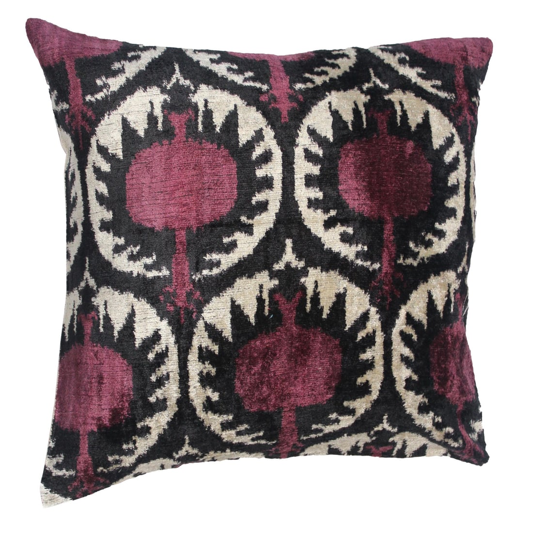 Contemporary Silk Velvet Ikat Pillow Cover - 7