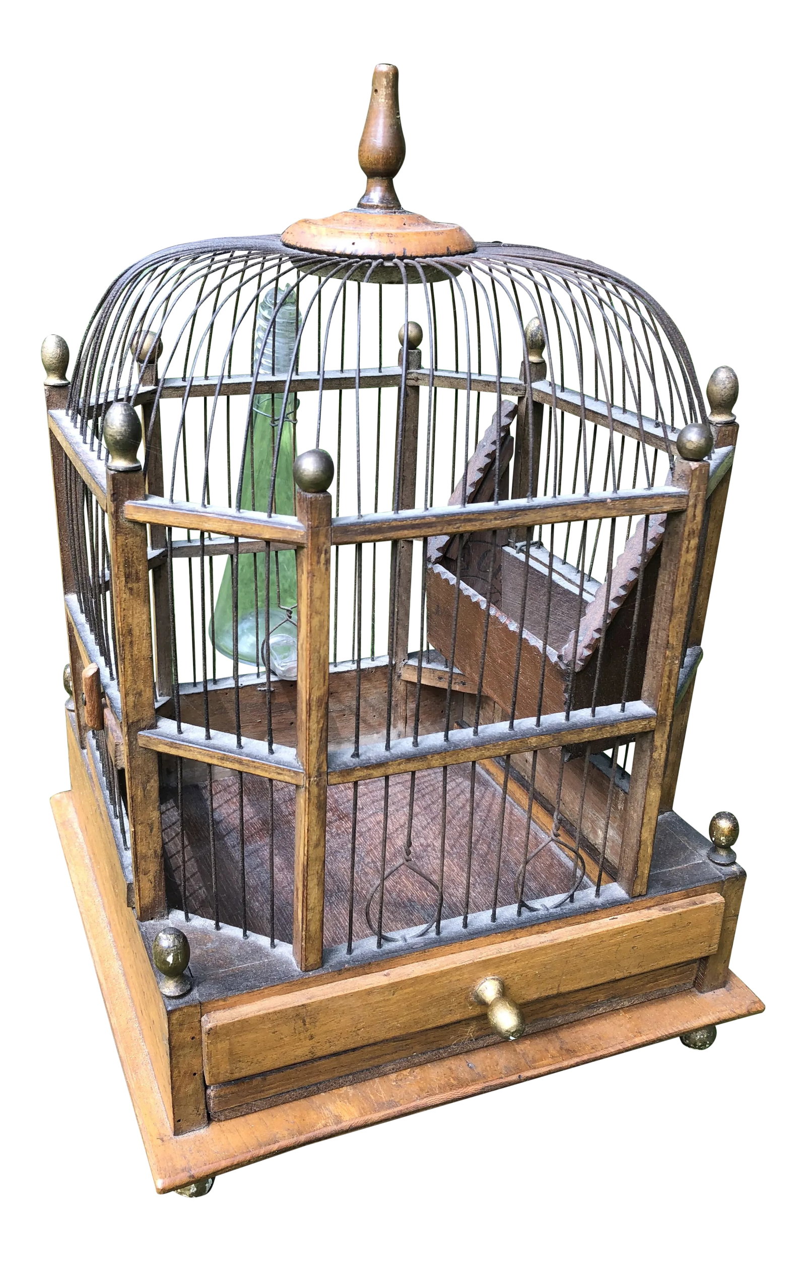 Antique European Wooden/Wire Domed Birdcage (1 of 10)