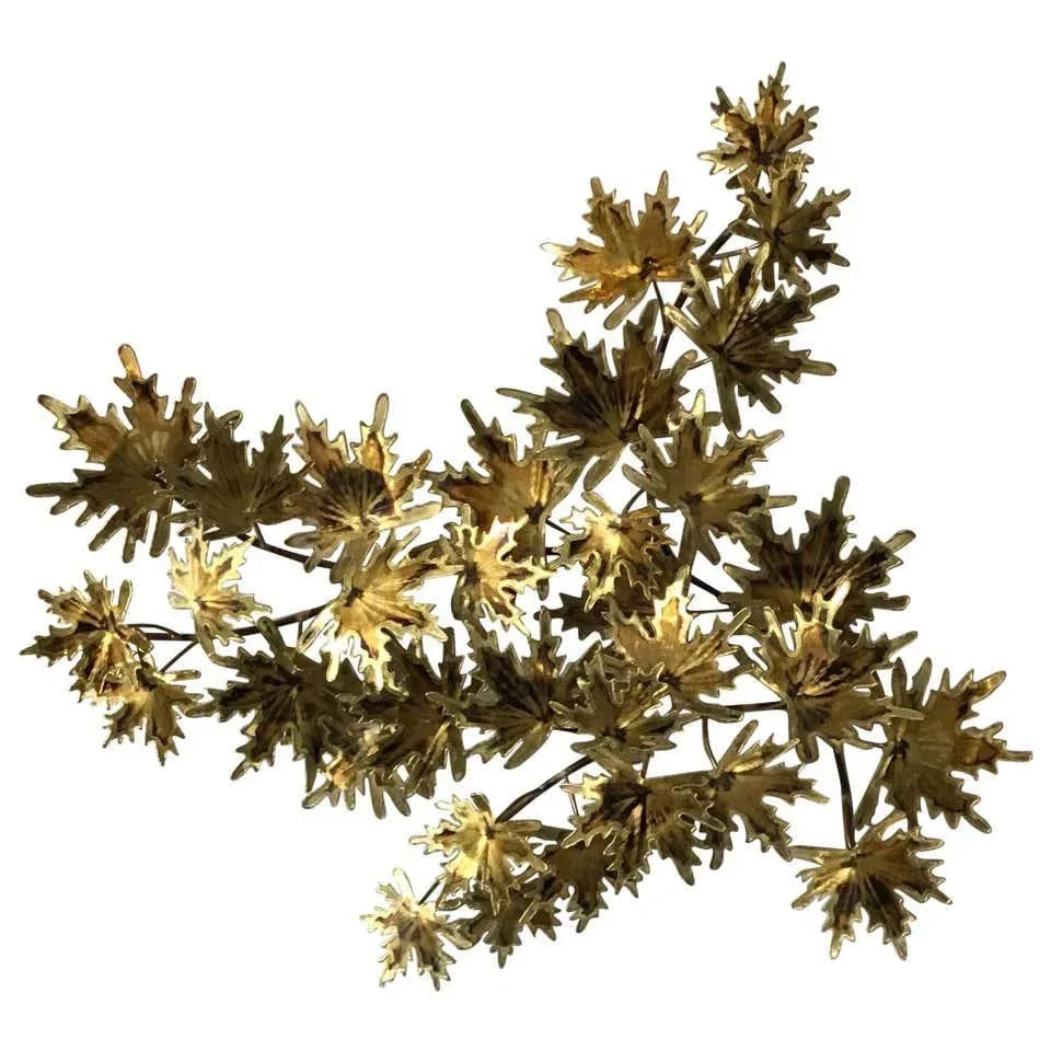 1980s Jere Style Brass Leaf Wall Sculpture - 9