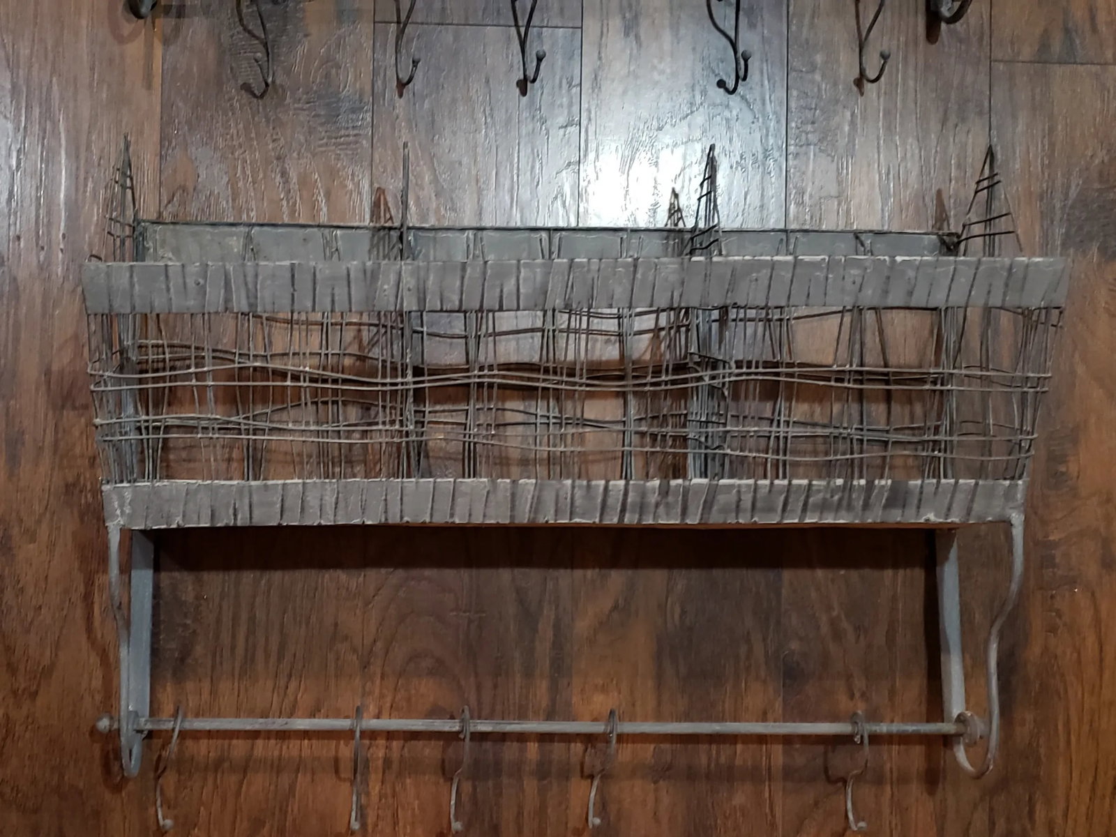 Metal and Wire Vintage Bin or Wall Rack - 2