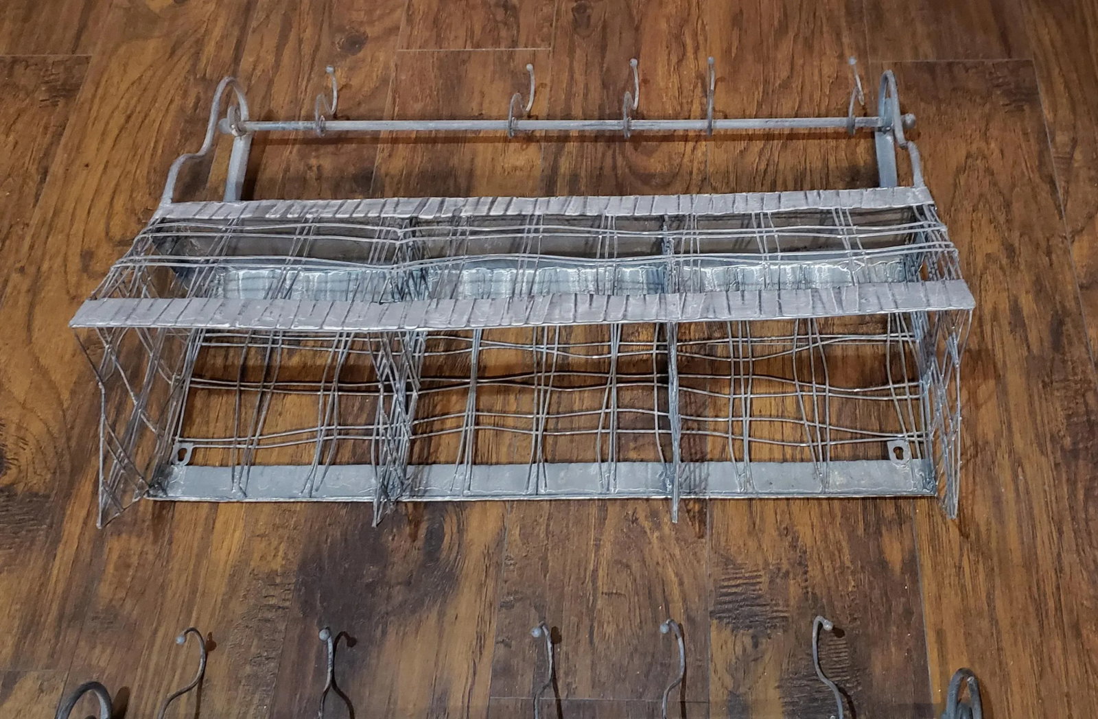 Metal and Wire Vintage Bin or Wall Rack - 3