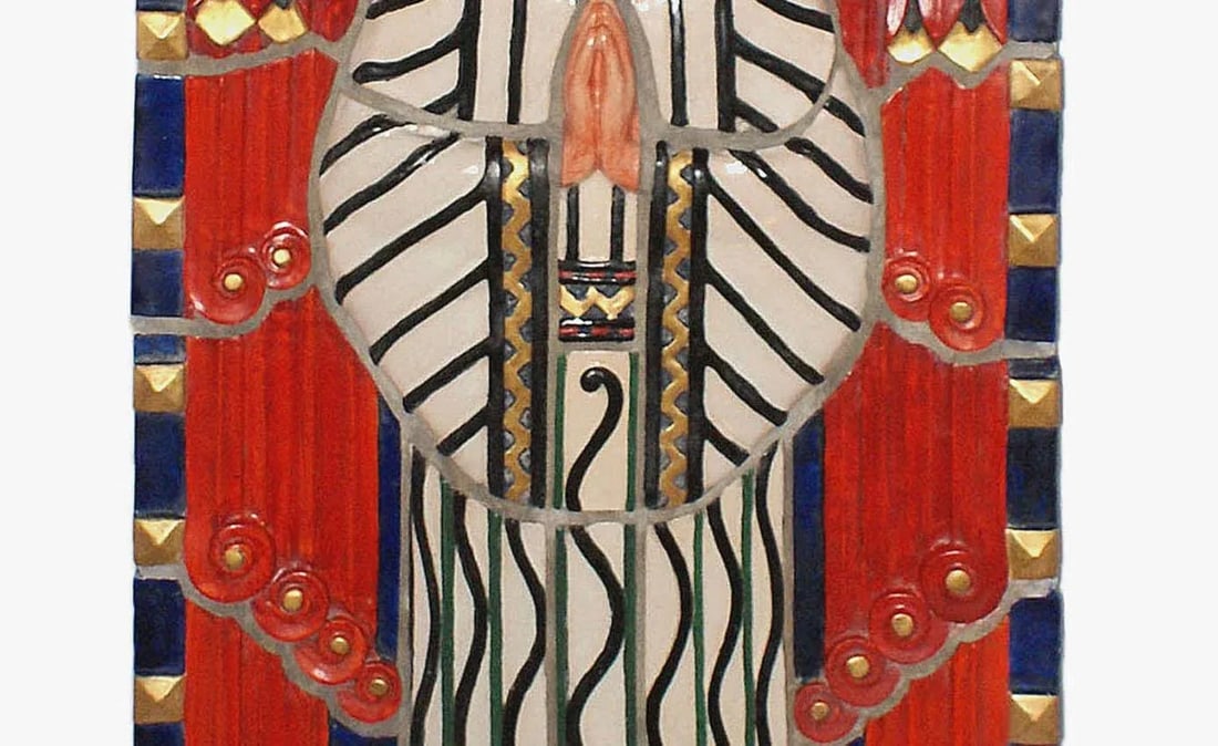 Vintage Art Deco Style Polychrome Terracotta Angel - 5