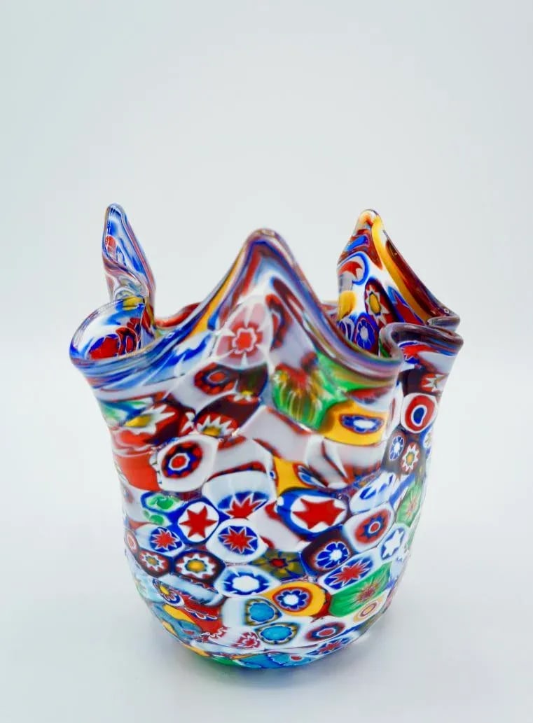 Vintage Murano Millefiori Handkerchief Vase - 11