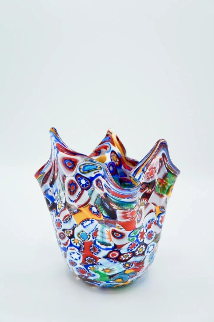 Vintage Murano Millefiori Handkerchief Vase - 12