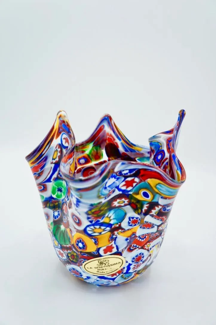 Vintage Murano Millefiori Handkerchief Vase - 2