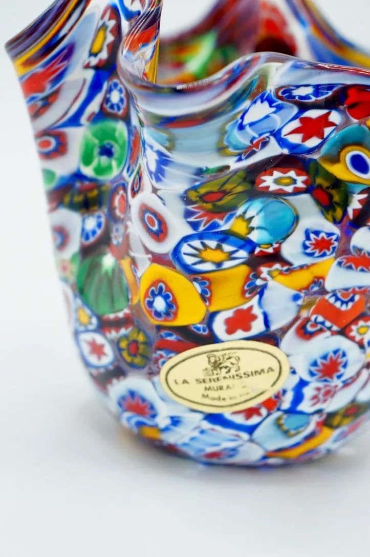 Vintage Murano Millefiori Handkerchief Vase - 5