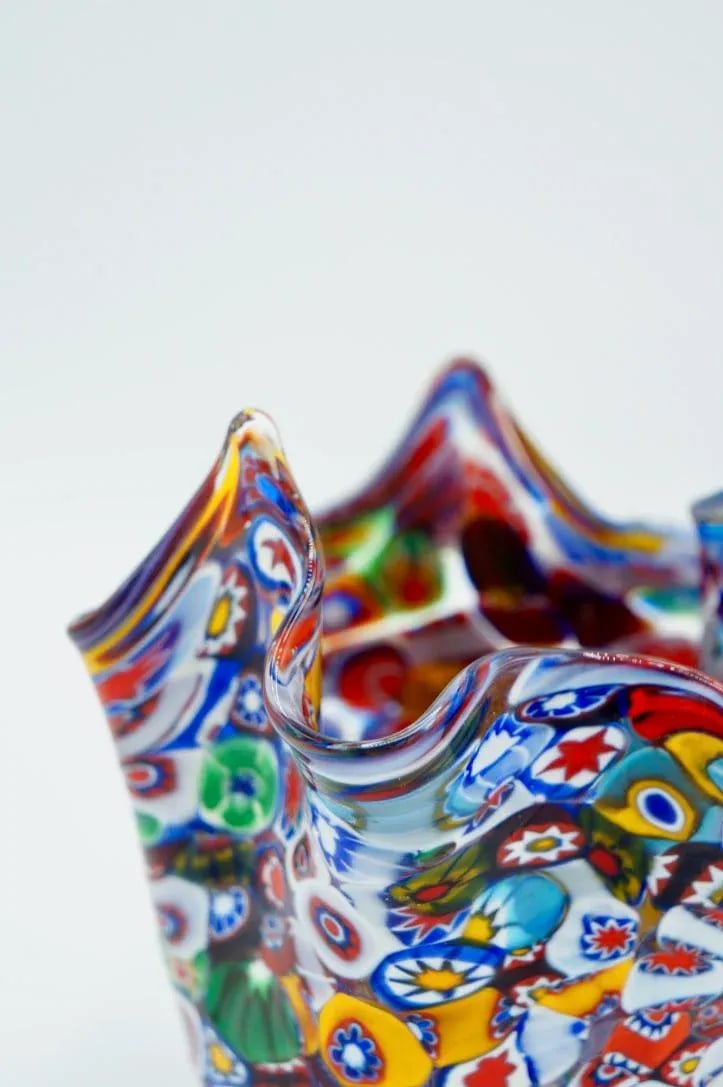 Vintage Murano Millefiori Handkerchief Vase - 6