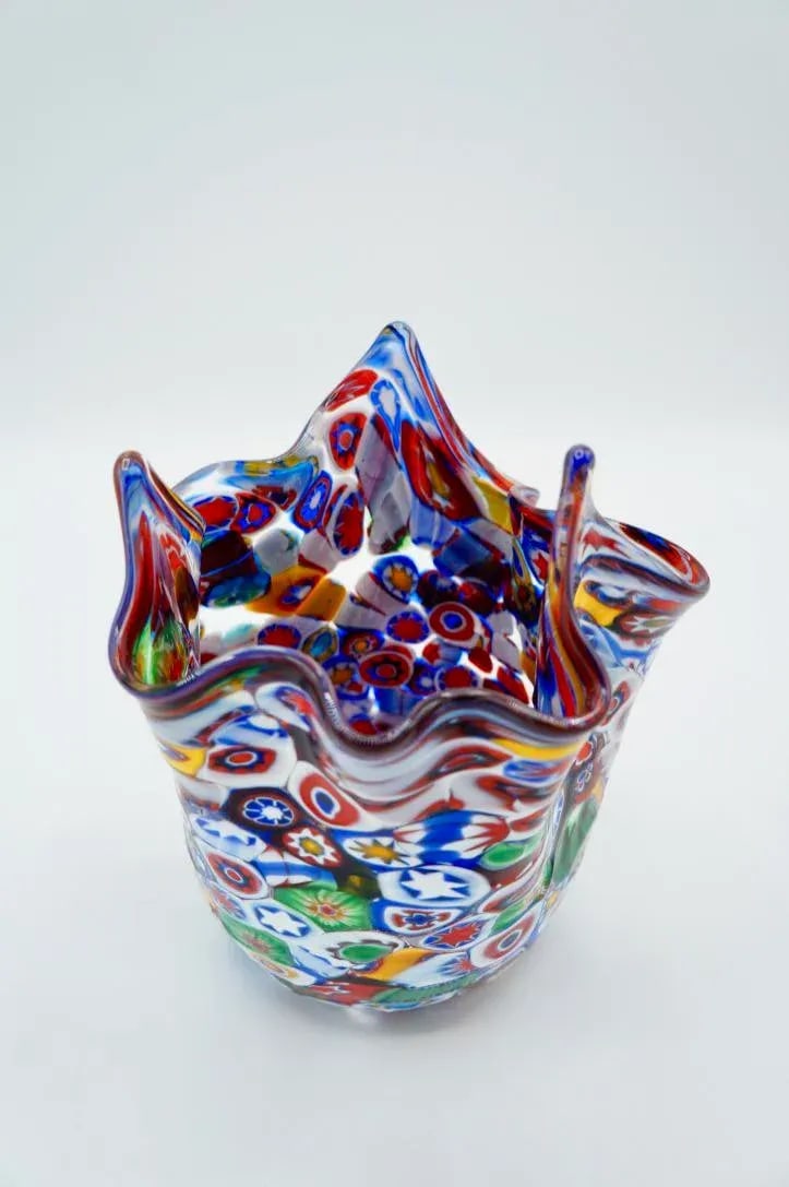 Vintage Murano Millefiori Handkerchief Vase - 7