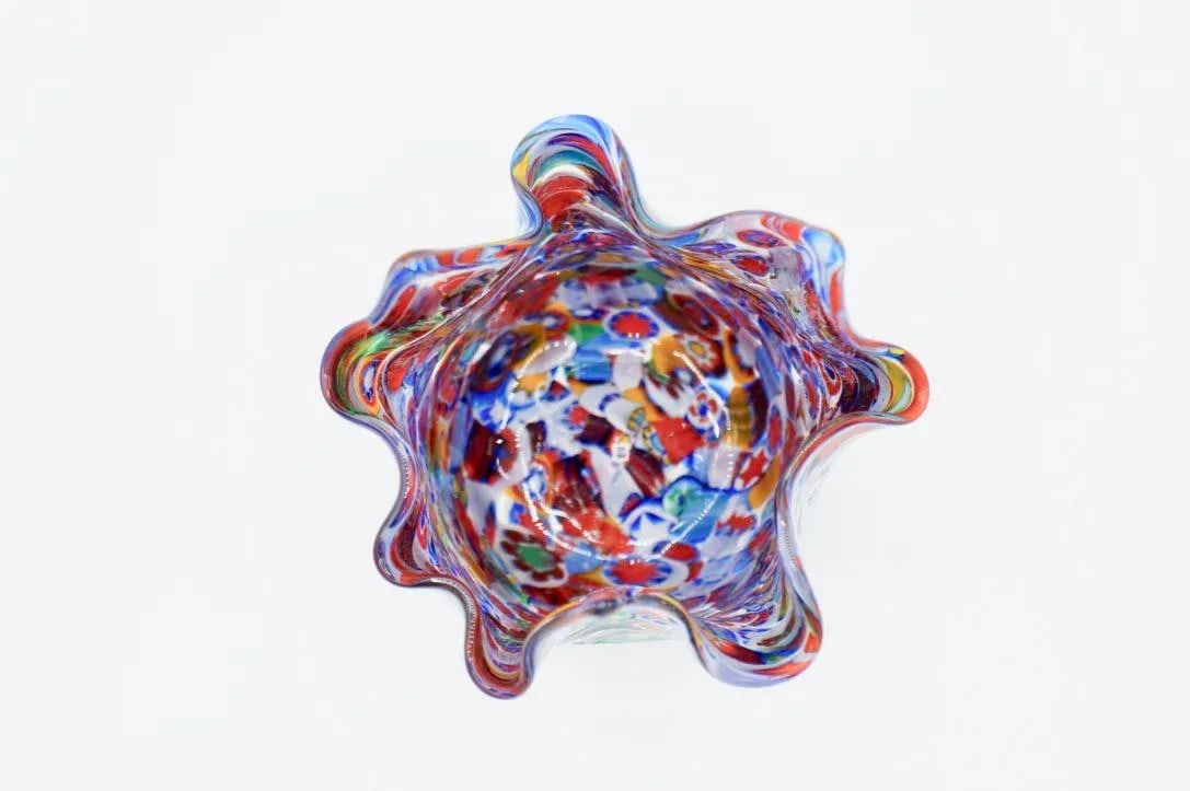 Vintage Murano Millefiori Handkerchief Vase - 8