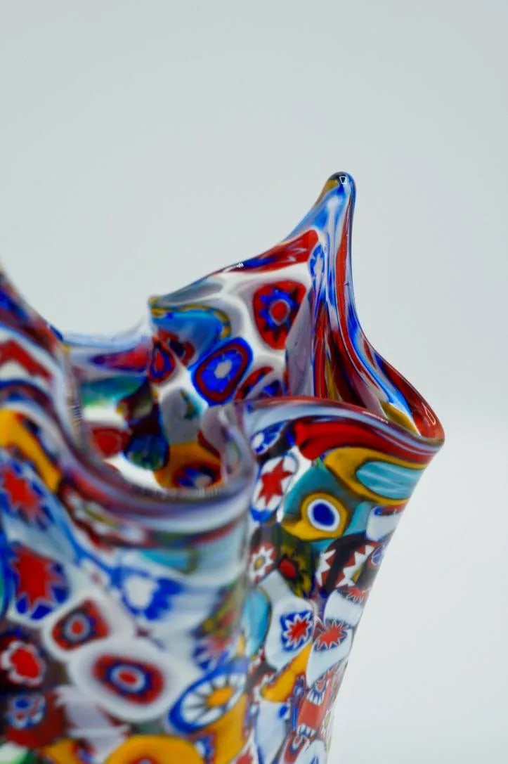 Vintage Murano Millefiori Handkerchief Vase - 9