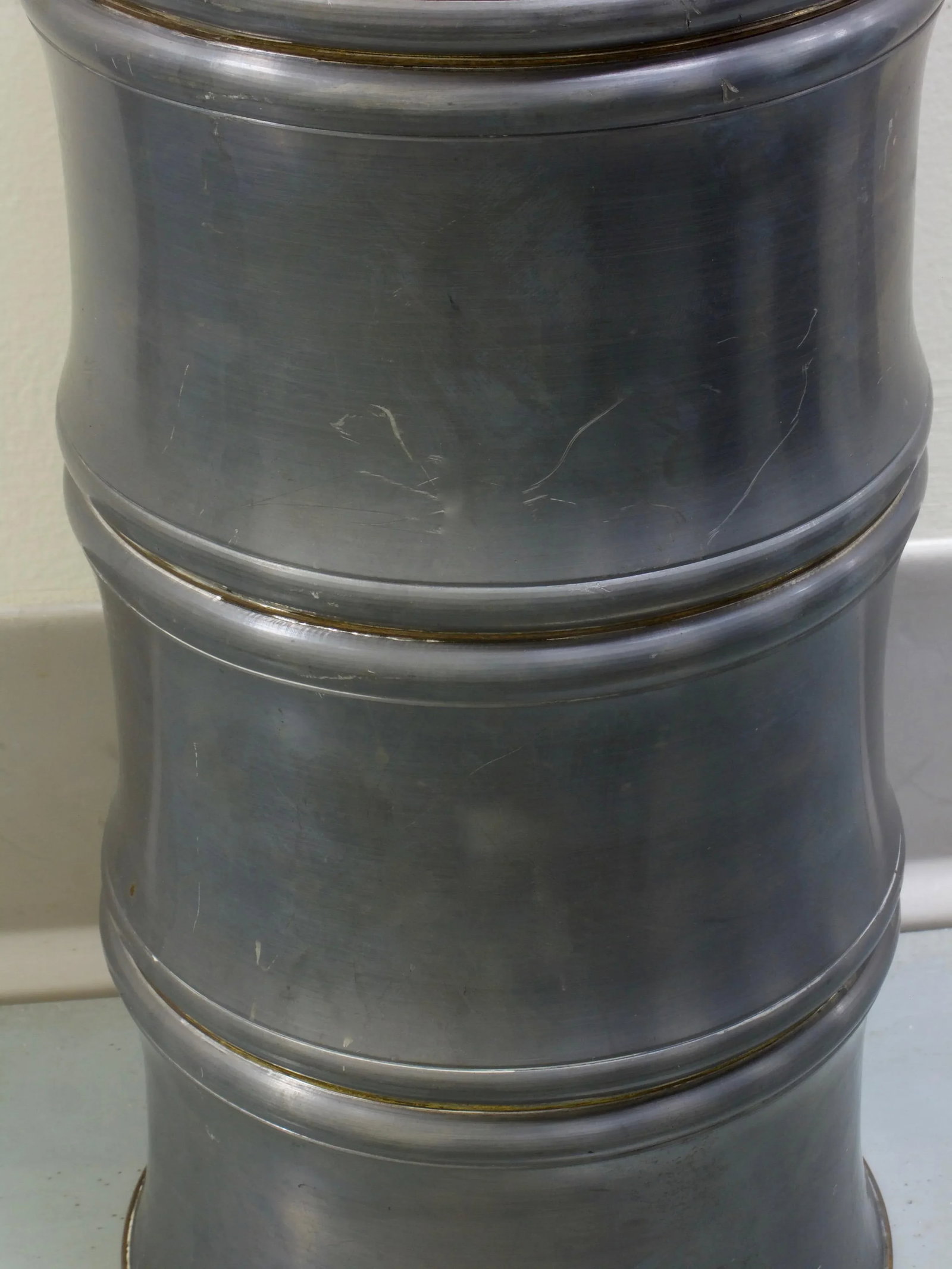 1950s Pewter Bamboo Chinoiserie Urns - a Pair - 4