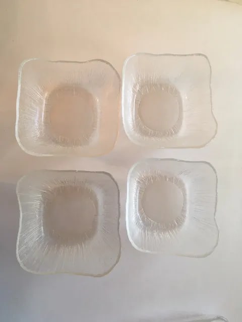 Vintage Abstract Linear Striated Textured Art Glass Salad Set - 9 Piece Set - 4