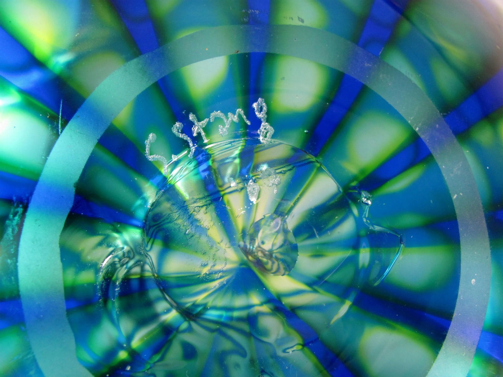 2007 Sam Stang Augusta Glass Studio Hand Blown Art Glass Blue Green Vase - 3