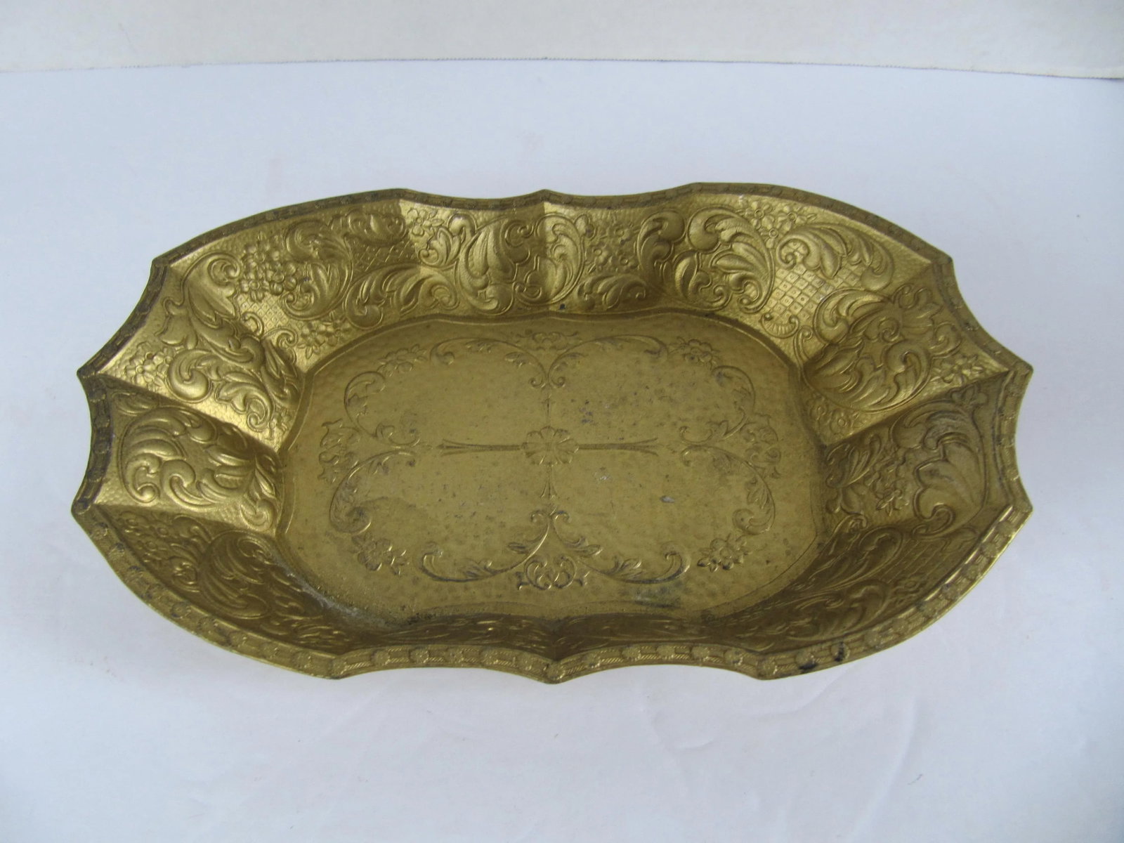 Vintage Ornate Gold Serving Dish With Scroll Design - 5