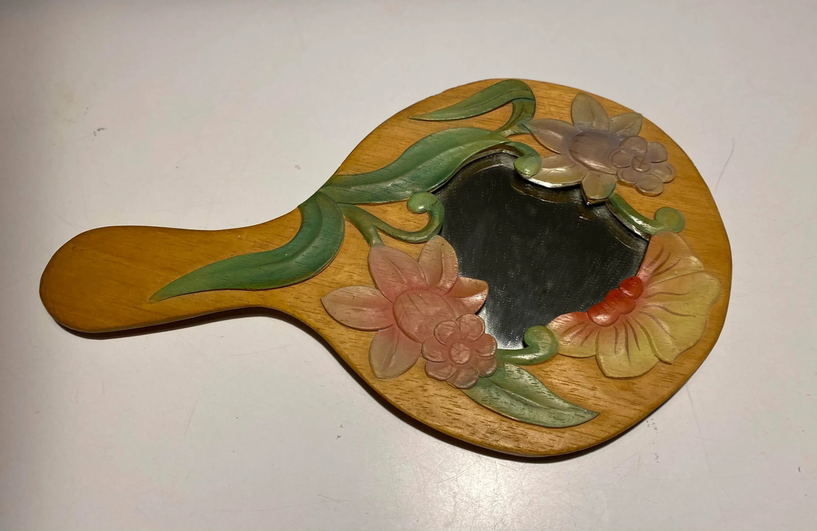 Vintage Artisan Designed Hand Held Vanity Mirror - 2