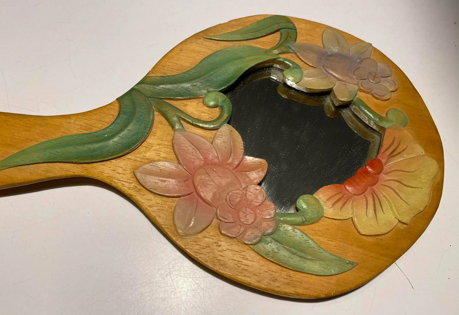 Vintage Artisan Designed Hand Held Vanity Mirror - 3