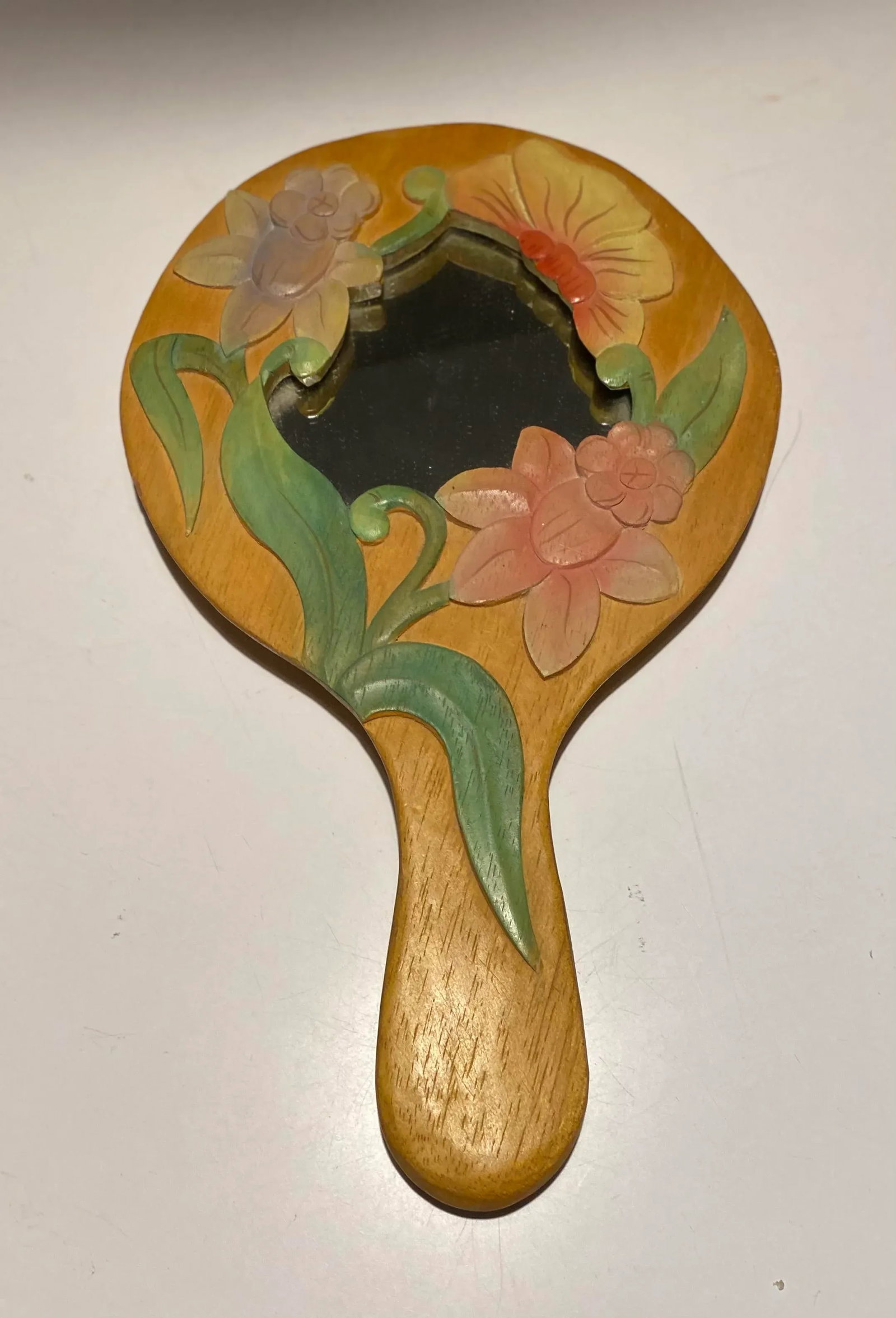 Vintage Artisan Designed Hand Held Vanity Mirror - 6
