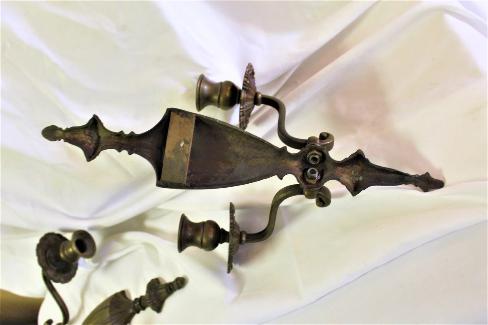 1950 American Two Arm Bronze Finish Sconces - Pair - 4