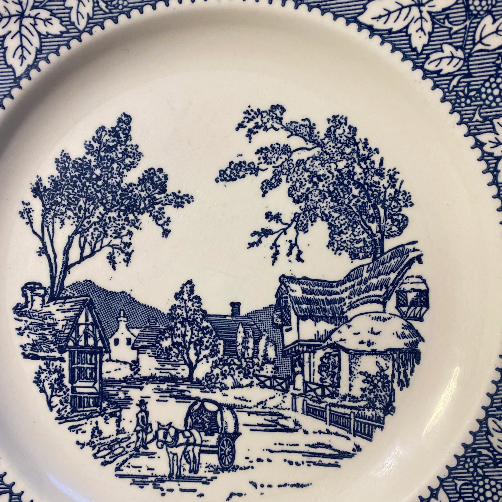 1970s Homer Laughlin China Company Shakespeare's Country Blue Dinner Plates- Set of 4 - 4