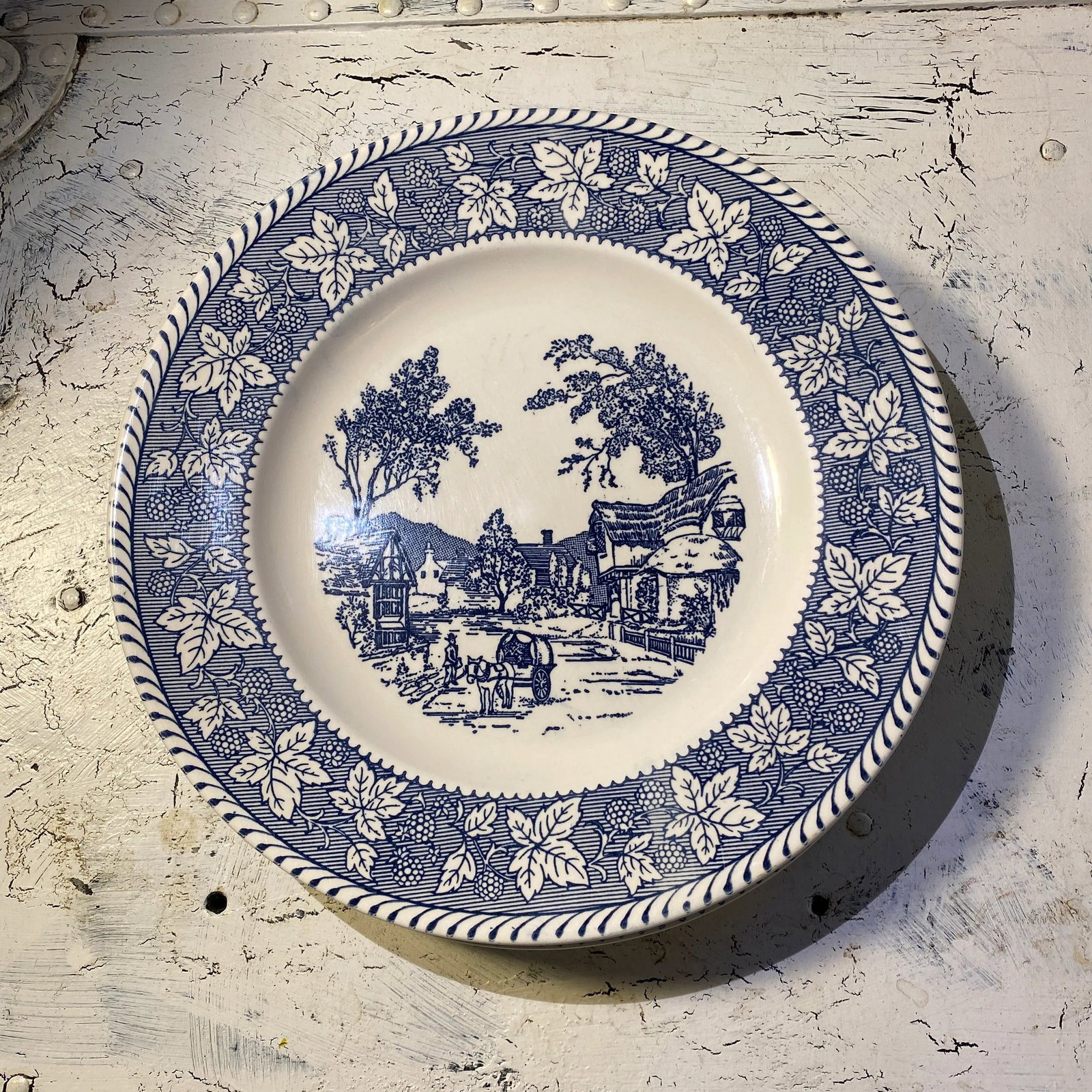 1970s Homer Laughlin China Company Shakespeare's Country Blue Dinner Plates- Set of 4 - 7
