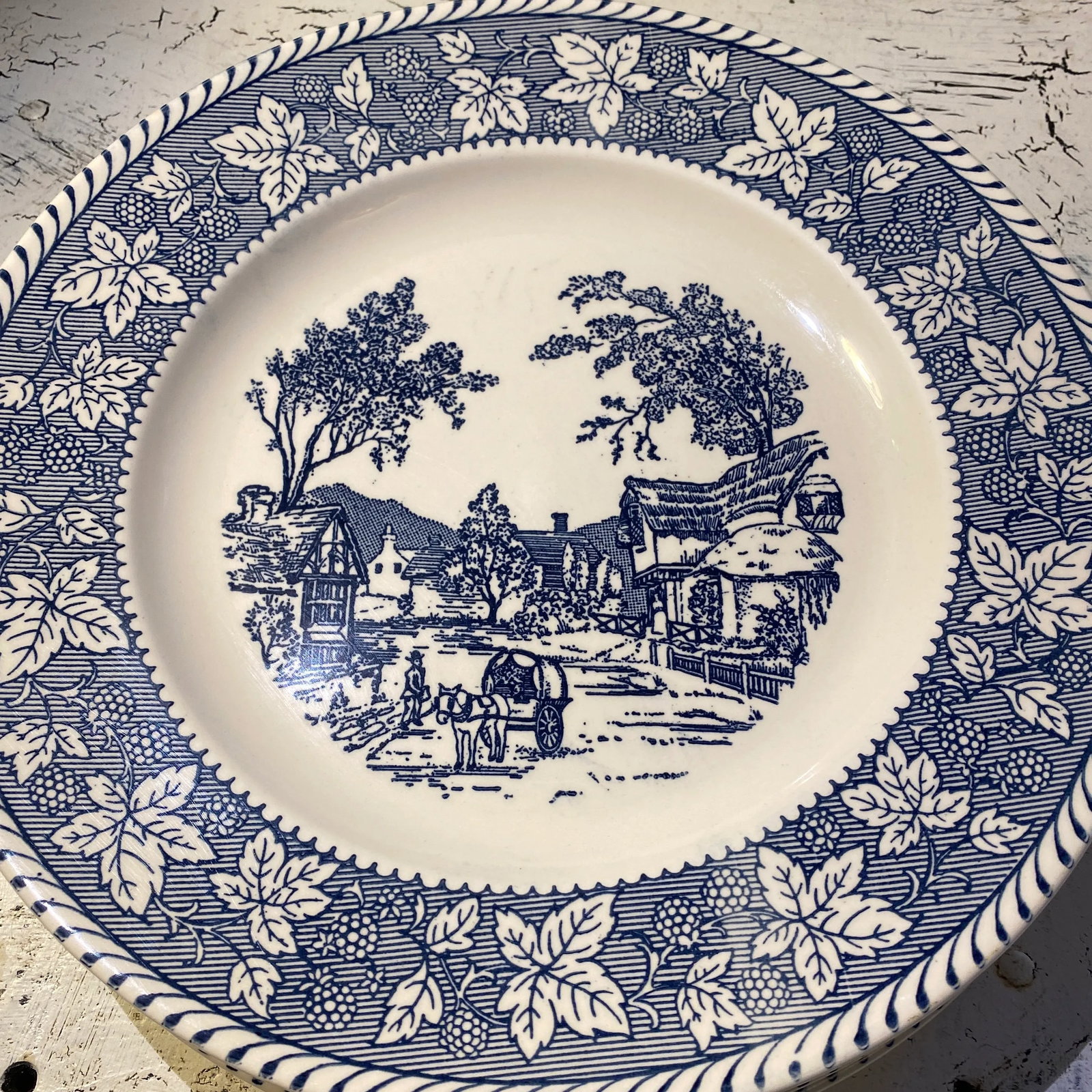 1970s Homer Laughlin China Company Shakespeare's Country Blue Dinner Plates- Set of 4 - 8