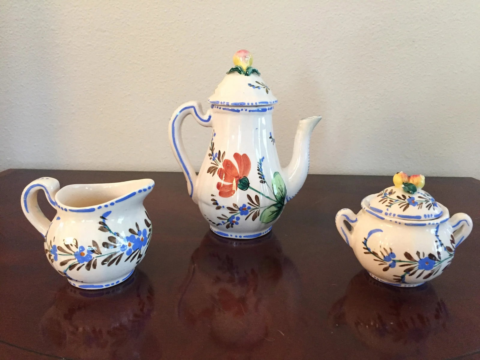 Mid 20th Century Italian Hand Painted Small Tea Set, 3 Pieces - 8