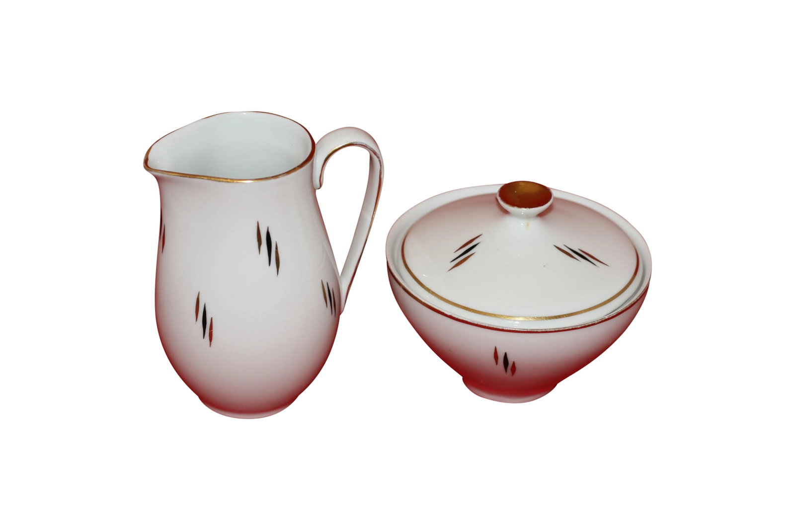 Mid-Century Modern JLMenau/Graf Von Henneberg German Porcelain Covered Sugar & Creamer White & Gold (1 of 9)