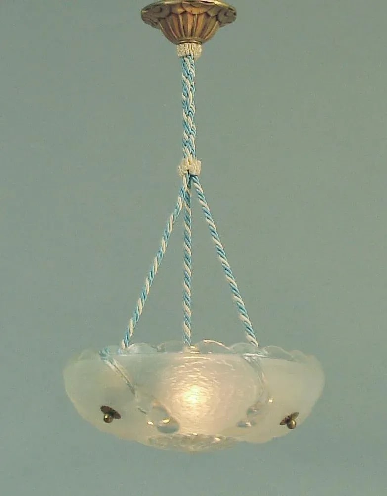 1940s Hanging Light Chandelier Pendant, French-American Art Deco Combo Eye Candy - 2