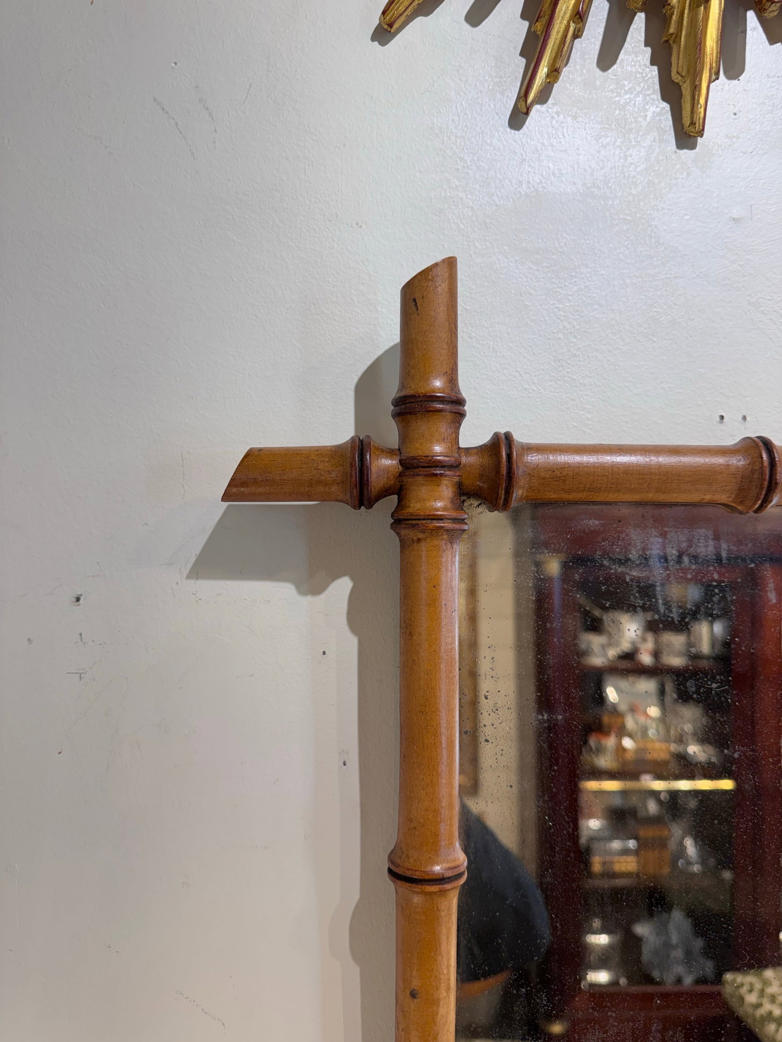 19th Century Bamboo Mirror - 4