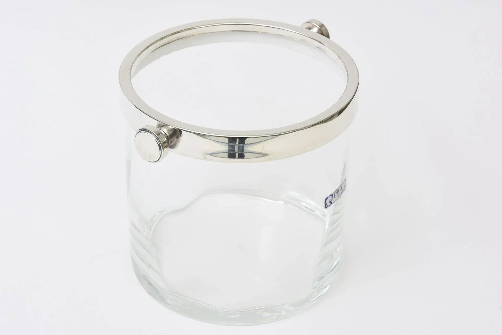 Brazilian Crystal Glass and Silver-Plate Ice Bucket by Riva 1990's - 4