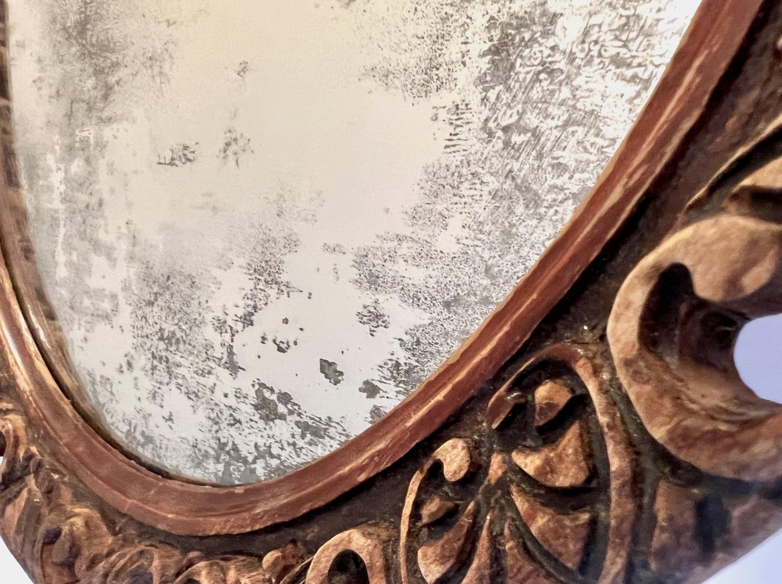 Antique Early 20th Century Hand-Carved Wood Mirror - 5