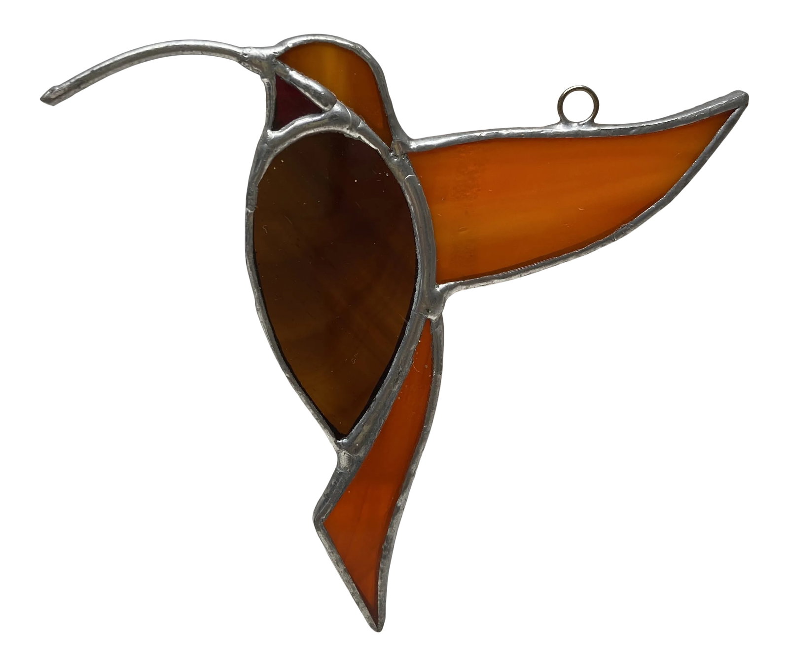 Vintage Hummingbird Stained Glass: Hummingbird stained glass ornament. Very pretty and handmade. Condition: Alterations: Original Condition Unaltered Imperfections: Some Imperfections Condition Notes: Very Good vintage condition. A